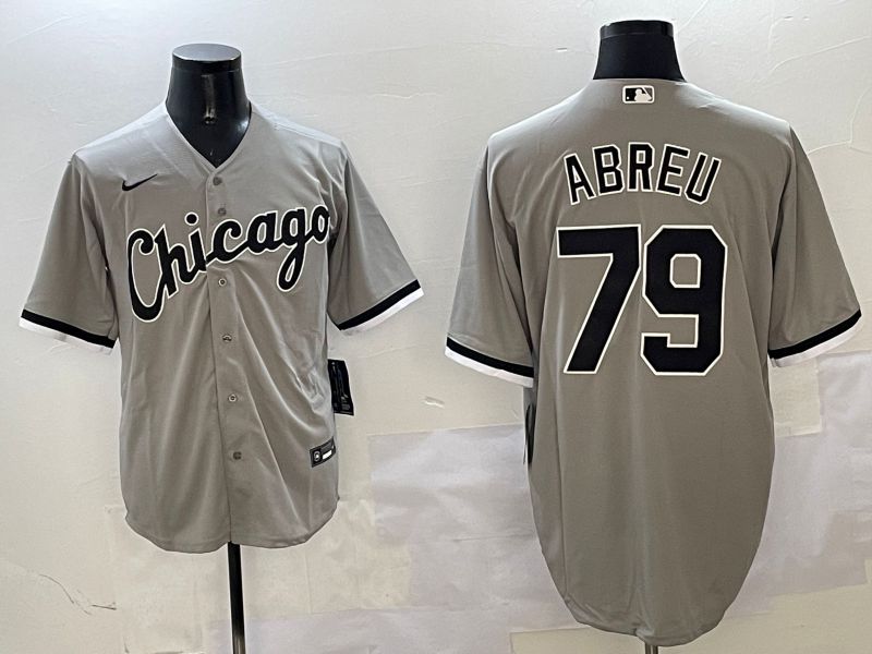 Men Chicago White Sox #79 Abreu Grey Game 2025 Nike MLB Jersey style 1->chicago white sox->MLB Jersey